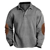 cheap Men&#039;s Classic Polo-Men&#039;s Corduroy Shirt Button Up Polos Casual Sports Lapel Long Sleeve Fashion Basic Color Block Patchwork Button Spring Fall &amp; Winter Regular Fit Army Green Navy Blue Brown Gray Corduroy Shirt