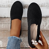 Women's Navy Blue Knit Loafers – Breathable Slip-On Casual Flats for Comfort and Everyday Wear 24