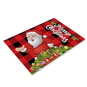 baratos Decoração de Natal-corredor de mesa vermelho, decoração de mesa sazonal em estilo fazenda de férias de inverno