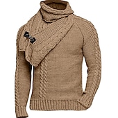 preiswerte Herrenpullover-Herren Pullover Rollkragenpulli Kurzer Pullover Strickpullover Gerippt Gedrehtes Stricken Standard Taste Strick Glatt Rollkragen warm halten Moderne zeitgenössische Freizeitskleidung Ausgehen