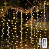 olcso USB-tápellátás-300 led 9,8x9,8 láb távirányító karácsonyi függöny lámpák usb csatlakozó tündér függöny lámpák kültéri ablak falra függeszthető függönyfüzér lámpák hálószobához háttér esküvői buli beltéri dekoráció