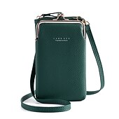 cheap Wallets-Women&#039;s Black Faux Leather Crossbody Bag with Gold Frame Clasp - Compact and Stylish Women&#039;s Phone Purse for Everyday Use