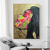 voordelige Schilderijen van mensen-groot met de hand geschilderd zwart en goud schilderij acrylfolie schilderij op canvas muurkunst abstracte kunst abstract schilderij gouden firgure schilderij zwart schilderij huisdecoratie decor