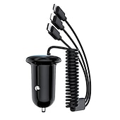 お買い得  車用充電器-3 in 1 急速充電車の充電器スプリングケーブル急速充電 15 ワット混合シングル USB 車の充電器携帯電話ラップトップカメラと互換性