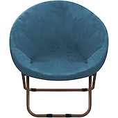 abordables Cubierta de sillón y silla sin brazo-Funda de terciopelo para silla con platillo redondo, fundas para silla Moon, 1 pieza, funda elástica extraíble para silla Moon con parte inferior elástica para sala de estar