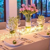 Недорогие Питание от батареек-Светодиодные гирлянды феерические медные провода гибкие 2м 5м набор гирлянд праздничные огни для свадьбы праздника вечеринки декорации комнаты теплый белый многоцветный светильник работающий от