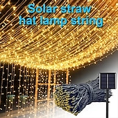 economico Striscie luci ad energia solare-1 stringa di luci solari per esterni - 8 modalità di luce decorativa da giardino, illuminazione notturna d&#039;atmosfera per balconi esterni, decorazioni per Natale, Halloween, San Valentino e feste