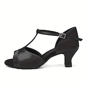 お買い得  ラテンダンスシューズ-女性用 ラテン用シューズ プロムドレス プロフェッショナル ルンバ スエードシューズ ヒール ソリッドカラー ハイヒール オープントゥ / ピープトウ ファスナー 成人 ブラック 褐色