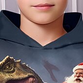 billiga Pojkens 3D-djur-Pojkar 3D jultomten Dinosaurie Huvtröja Pullover Långärmad 3D-tryck Höst Vinter Mode Streetwear Häftig Polyester Barn 3-12 år Utomhus Ledigt Dagligen Normal