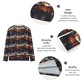 tanie Wzór geometryczny-Męskie Kratka Wzory graficzne Bluza dresowa Zjechać na pobocze Długi rękaw Podkoszulek W serek Kołnierz Henley Designerskie Podstawowy Codzienny Druk 3D Sport i turystyka Codzienny Nadruk Wiosna i