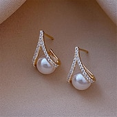 tanie Akcesoria i więcej-Damskie Perła Kolczyki sztyfty Wyjątkowa biżuteria Klasyczny Cenny Elegancki Romantyczna Kolczyki Biżuteria Srebrny Na Prezent Festiwal 1 para