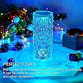 cheap Decorative Lights-1pc Crystal Rose Ambiance Lamp, Bedroom Bedside Lamp, LED Night Light, Romantic Mood Lamp, Birthday Gift LED Touch with Remote Control