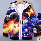 abordables Vision 3D et Géométrie du Garçon-Garçon 3D Galaxie Ensemble sweat à capuche et pantalon de survêtement Set manche longue 3D effet Automne Hiver Actif Mode Frais Enfants 3-12 ans Extérieur Vacances Plein Air Standard