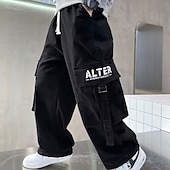 cheap Bottoms-Kids Boys Pants Trousers Pocket Solid Color Keep Warm Comfort Pants School Sports Daily Black Coffee