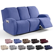 cheap Recliner Chair Cover-Loveseat 3 Seater Burgundy Recliner Covers Cover for Large Reclining Chair Slipcover Seat Reversible Washable Protector with Elastic Adjustable Straps for Kids Pets