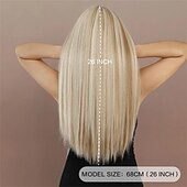 baratos Perucas Sintéticas sem Touca-Perucas sintéticas Liso Franja Lisa Peruca Longo A1 A2 A3 Cabelo Sintético Mulheres Design de moda Macio Natural Rosa Cinzento Escuro Loiro
