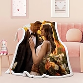 ieftine Textile-Pături Sherpa personalizate cu fotografii Cadouri personalizate pentru cupluri Pătură foto personalizată Cadouri Te iubesc Cadou de ziua de naștere pentru soție soț prietenă prieten