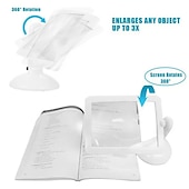 cheap Office Supplies-Desktop Magnifying Glass with LED Light Large Screen 360-degree Rotation 3 Times Magnification Reading Newspapers for The Elderly