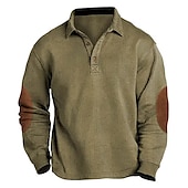 cheap Men&#039;s Classic Polo-Men&#039;s Corduroy Shirt Button Up Polos Casual Sports Lapel Long Sleeve Fashion Basic Color Block Patchwork Button Spring Fall &amp; Winter Regular Fit Army Green Navy Blue Brown Gray Corduroy Shirt