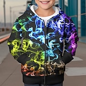 billiga Pojkens 3D Vision &amp; Geometri-pojkar 3d-grafisk huvtröja ytterplagg långärmad 3d-utskrift höst vintermode streetwear cool polyester barn 3-12 år dragkedja med huva utomhus casual daglig normal passform