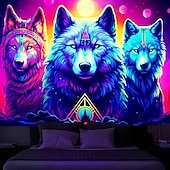 billige Blacklight -billedvev-blacklight billedvev uv reaktiv glød i mørket glød party neon trippy tåkete ulver dyr hengende billedvev veggkunst veggmaleri for stue soverom