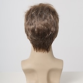 economico Parrucche uomo-Parrucche sintetiche Uniformi Costumi di carriera Da principessa Kinky liscia Parte di mezzo Taglio scalato A macchina Parrucca 8&quot; Cenere marrone Capelli sintetici Per uomo Cosplay Feste Di tendenza