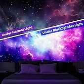 tanie Blacklight gobelin-gobelin z czarnym światłem UV reaktywny świecący w ciemności świecący neonowy wszechświat niebo psychodeliczny mglisty krajobraz natura wiszący gobelin sztuka ścienna mural do salonu sypialnia