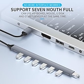 abordables Concentradores USB-7 puertos 2 en 1 usb 3,0 hub tipo c adaptador usb 2,0 transmisión de alta velocidad multipuerto usb divisor expansor para ordenador pc