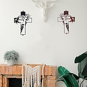 cheap Metal Wall Decor-1pc Metal Cross Sign Wall Silhouette, Christmas Wall Hanging Art Decor, Christmas Decorative Wall Art Decorations 30x12cm/12&#039;&#039;x4.7&#039;&#039;
