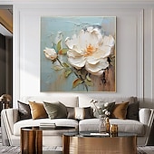 preiswerte Blumen-/Botanische Gemälde-Handgefertigtes Ölgemälde auf Leinwand, Wandkunst-Dekor, originales Blumengemälde in voller Größe für die Inneneinrichtung mit gespanntem Rahmen, ohne Innenrahmen-Gemälde