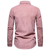 economico camicia da uomo con bottoni-Per uomo Camicia Maglietta informale Camicia di velluto a coste Nero Giallo Rosa Viola Marrone Manica lunga Liscio Bavero Strada Da mare Di base Abbigliamento Di tendenza Comodo