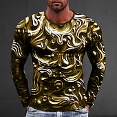 cheap 3D T shirts-Men's Graphic Abstract T Shirt Long Sleeve T shirt 3D Print Crew Neck Shirt Fashion Designer Casual Sports Outdoor Holiday Going out Red Spring &amp;  Fall Clothing Apparel S M L XL 2XL 3XL 4XL