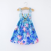 preiswerte Casual Kleider-kinderkleidung Mädchen Kleid Blumen Tier Karikatur Ärmellos Casual Aktiv Täglich Baumwolle Knielang Blumenkleid Sommerkleid Sommer Frühling 4 Jahre + 8601 Regenbogenstange 8602 orange 8602 lila