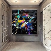 cheap Abstract Paintings-Handmade Oil Painting Canvas Acrylic Wall Art Decoration Modern Abstract Colours Burst Into Bloom for Home Decor Rolled Frameless Unstretched Painting