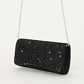 お買い得  クラッチバッグ＆イブニングバッグ-女性用シルバーグリッターイブニングクラッチバッグ - カクテル、結婚式、フォーマルなイベントに最適なチェーンストラップ付きエレガントなショルダーバッグ
