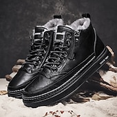 preiswerte Winter- und Schneestiefel-braune pelzgefütterte Winterstiefel für Herren - warme, wasserdichte Kunstlederschuhe mit Reißverschluss für Outdoor-Abenteuer