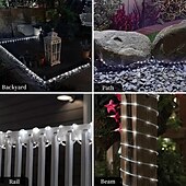 billige vanntette stripelys-1 pakke batteriboks rørstrenglys, 8-modus vanntette utendørs LED-lysstrenger, varmhvit, farget, hvit for hagebelysning, bryllup, fester, trær, jul, julepynt