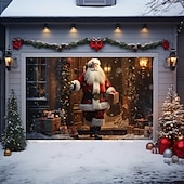 cheap Garage &amp; Door Banners-Christmas Door Decorations Outdoor Garage Door Cover Santa Xmas Door Banner Santa Claus Snowman Large Door Mural Backdrop Decoration forHoliday Home Wall Decorations