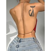 olcso Szexi kosztümök-Fémes Hát nélküli Szikra Spagetti pántos trikó Testlánc Crop Tank Top Diszkó Női Parti Klub Pride Parade Felnőttek Trikó