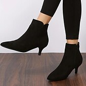 abordables Bottines-bottines chics à bout pointu en similicuir noir pour femmes avec fermeture à glissière - idéales pour les soirées, les tenues de bureau et les sorties à la mode