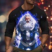 levne Santa Claus tričko-Vánoce Pánské Grafika Ježíšek Tričko Dlouhý rukáv tričko 3D tisk Tričkový Košile Módní Designové Na běžné nošení Outdoorové sporty Dovolená Jdeme ven Černá Žlutá Bordó Jaro &amp; podzim Oblečení S M L XL