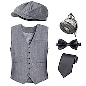 abordables Costumes pour hommes des années 1920-Années Folles Années 1920 Rétro Vintage Tenues Veste Gatsby le Magnifique Gentleman Déguisement Homme Halloween Carnaval Nouvel An Carnaval Fête / Soirée Mascarade Adulte Cravate Gilet Plus