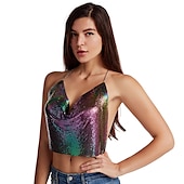 economico Costumi e travestimenti sexy-Brillanti Sexy Anni &#039;80 Catena per il corpo Top Corto Disco Per donna Feste Club Adulti Top