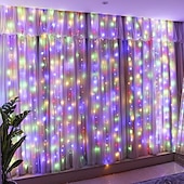 olcso USB-tápellátás-300 led 9,8x9,8 láb távirányító karácsonyi függöny lámpák usb csatlakozó tündér függöny lámpák kültéri ablak falra függeszthető függönyfüzér lámpák hálószobához háttér esküvői buli beltéri dekoráció