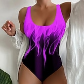 billige Onepiece badedrakter-Dame Badetøy Én Del Normal Badedrakt Trykt Flamme Strandklær Sommer Badedrakter