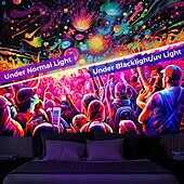 preiswerte Blacklight -Wandteppiche-Schwarzlicht-Wandteppich, UV-reaktiv, leuchtet im Dunkeln, Party, Neon, Trippy, Misty Bar, Konzert, Wandteppich, Wandbild für Wohnzimmer, Schlafzimmer