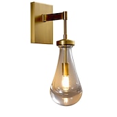 cheap Indoor Wall Lights-Gold Black Wall Sconces Bedside Light with Clear Solid Glass Raindrop for Indoor Wall Lights Living Room Kitchen Hallway