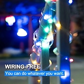 cheap Waterproof Strip Lights-1 Pack Solar Rope Lights Outdoor Waterproof LED String Lights, Garland Fairy Garden Light Strings, Outdoor Christmas Halloween Wedding Party Decor, 7M-50Led/12M-100Led/20M-200Led/30M-300Led