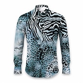 cheap Animal Print-Men&#039;s Leopard Animal Fur Pattern Shirt Button Up Shirt Long Sleeve Abstract Daily Wear Going out Fall &amp; Winter Turndown Print Button-Down Yellow Pink Red Blue Purple