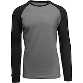 billige grunnleggende t-skjorter-Herre T skjorte T-skjorte Langermet skjorte Langermet Crew-hals Høst vinter Fargeblokk Raglan erme Mote Designer Grunnleggende Lapper Feriereise Gate Ut på byen Mørkerød Svart Hvit Topp T-skjorte for